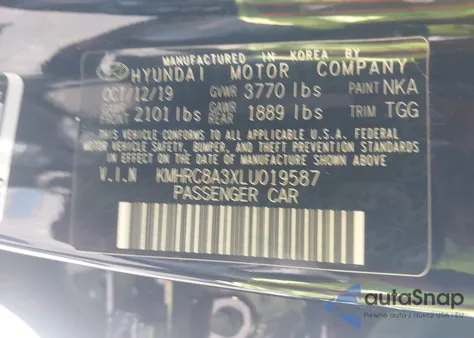 2020 Hyundai Venue Sel from USA, damaged, VIN KMHRC8A3XLU019587